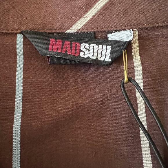Vintage‎ MadSoul Sharp Shooters Striped Brown Shirt Mens XL NWT Streetwear - Picture 4 of 10